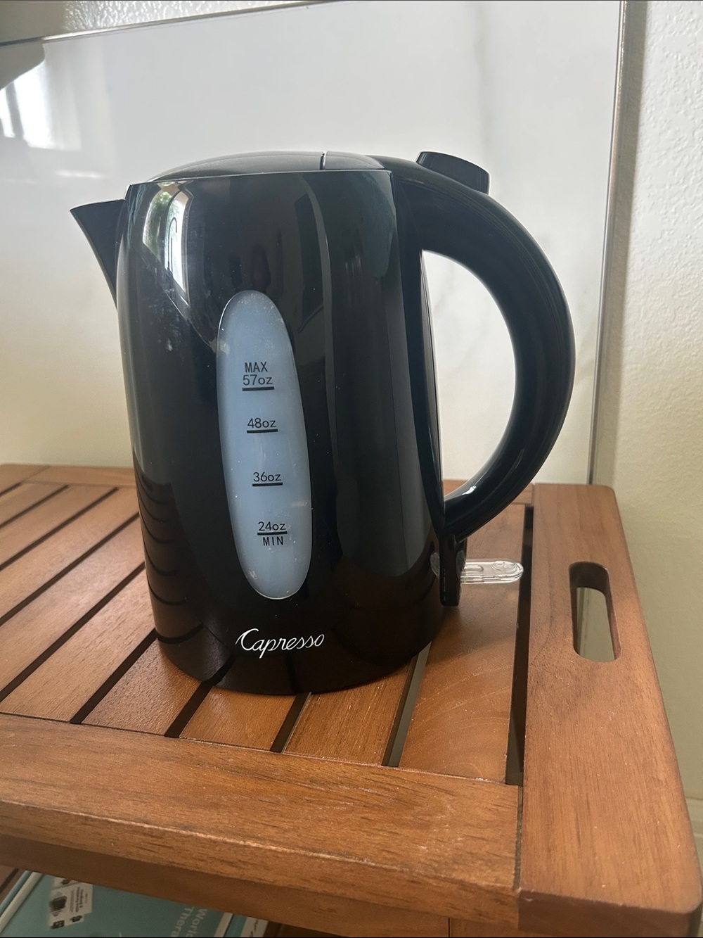57oz. Capresso Black Electric Water Kettle - Sleek Corded Kettle
